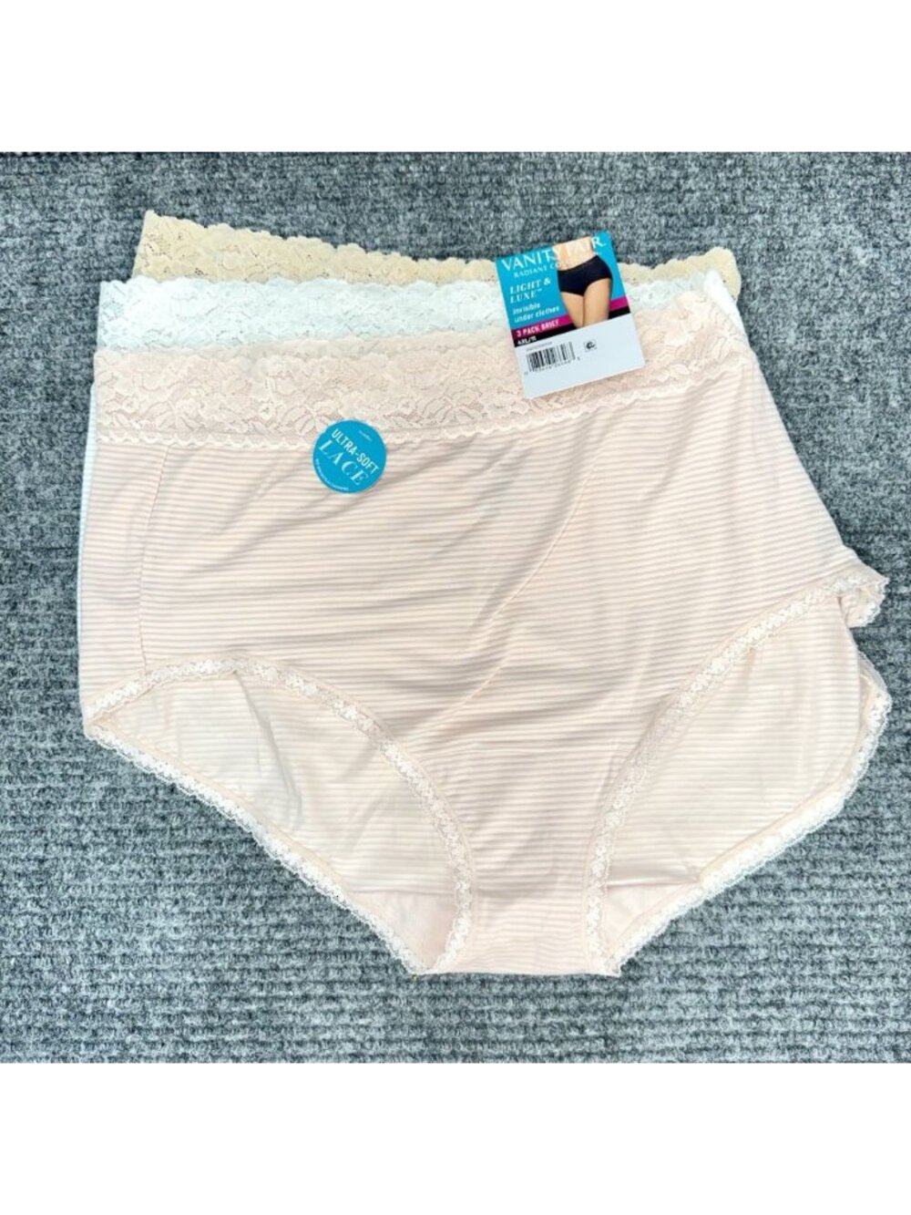 Vanity Fair 3 Pack Briefs Underwear Sz 4XL/11 Radiant Light & Luxe Lace Band NEW